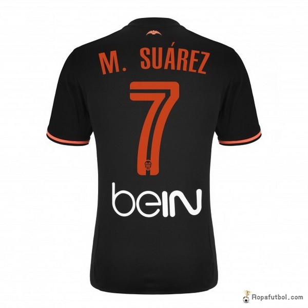 Camiseta Valencia Replica Segunda Ropa Mariosuarez 2016/17 Negro